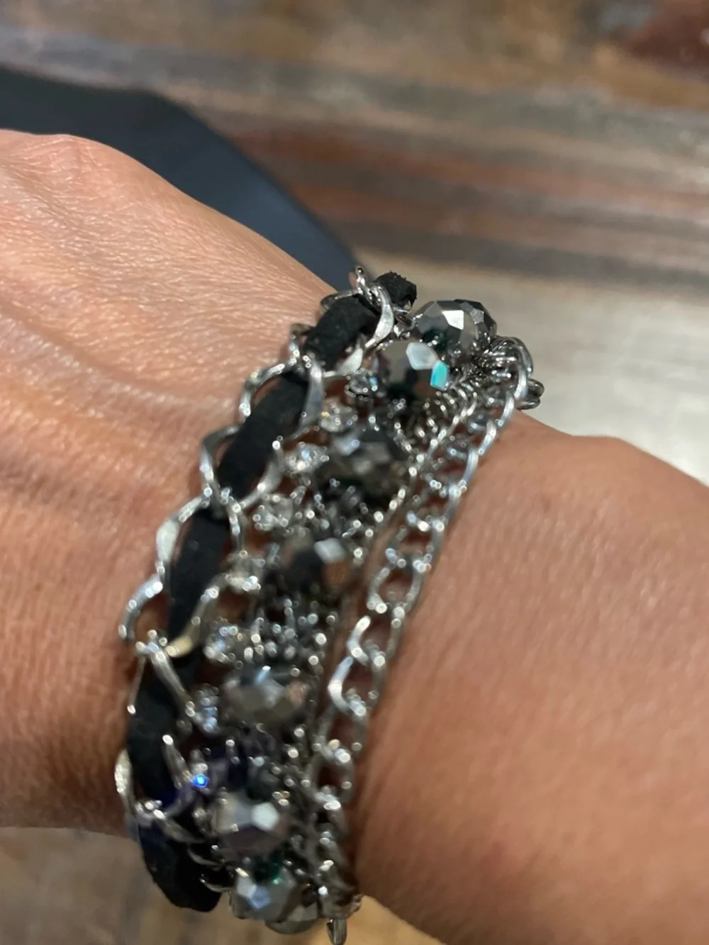 Black and Silver Chain Bracelet - Women's Fashion Accessory
